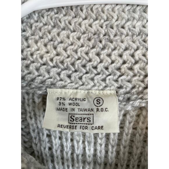Sears Vintage Cardigan Sweater Wool Blend Gray Buttons Collar Pockets Small - Picture 5 of 7